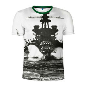 Мужская футболка 3D спортивная с принтом Боевой катер в Новосибирске, 100% полиэстер с улучшенными характеристиками | приталенный силуэт, круглая горловина, широкие плечи, сужается к линии бедра |  вкс | армия | бой | вмс | вмф | вооруженные силы | защита | идет по морю | катер | корабль | море | морской флот | мощь | океан | плывет | противолодочный корабль | россии | рф | сила | скорость | угроза