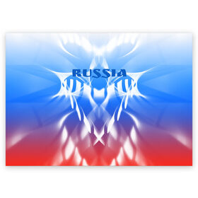 Поздравительная открытка с принтом Россия и узоры в Новосибирске, 100% бумага | плотность бумаги 280 г/м2, матовая, на обратной стороне линовка и место для марки
 | Тематика изображения на принте: абстрактный | интересный | красивый | мода | новый | объем | патриотизм | плавный | россия | стиль | стильный | узор | цвет | яркий