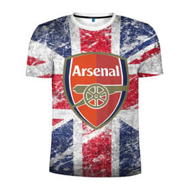 Мужская футболка 3D спортивная с принтом British Arsenal в Новосибирске, 100% полиэстер с улучшенными характеристиками | приталенный силуэт, круглая горловина, широкие плечи, сужается к линии бедра | Тематика изображения на принте: арсена | британский флаг | эмблема
