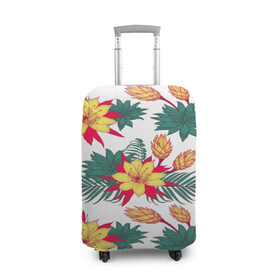 Чехол для чемодана 3D с принтом Tropical Pattern в Новосибирске, 86% полиэфир, 14% спандекс | двустороннее нанесение принта, прорези для ручек и колес | flower | поле | тропики | тропический | цветочки | цветы
