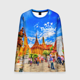 Мужской лонгслив 3D с принтом Таиланд в Новосибирске, 100% полиэстер | длинные рукава, круглый вырез горловины, полуприлегающий силуэт | architecture | bangkok | clouds | landmark | people | sky | temple of the emerald buddha | thailand | tourism | архитектура | бангкок | достопримечательность | люди | небо | облака | таиланд | туризм | храм изумрудного будды