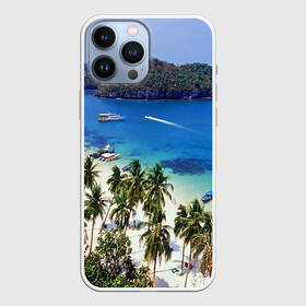 Чехол для iPhone 13 Pro Max с принтом Таиланд в Новосибирске,  |  | Тематика изображения на принте: beach | clouds | islands | palm trees | people | sand | sea | ships | sky | thailand | tourism | корабли | люди | море | небо | облака | острова | пальмы | песок | пляж | таиланд | туризм
