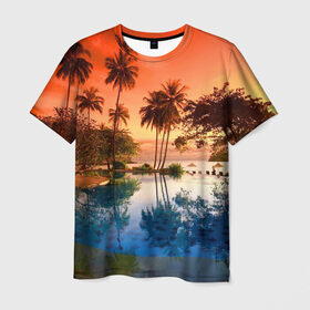 Мужская футболка 3D с принтом Таиланд в Новосибирске, 100% полиэфир | прямой крой, круглый вырез горловины, длина до линии бедер | Тематика изображения на принте: beach | clouds | hiking | sea | sky | sunset | swimming pool | thailand | бассейн | закат | море | небо | облака | пляж | таиланд | туризм