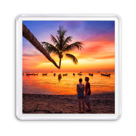Магнит 55*55 с принтом Таиланд в Новосибирске, Пластик | Размер: 65*65 мм; Размер печати: 55*55 мм | beach | clouds | love | palm tree | people | sea | sky | sunset | thailand | tourism | закат | любовь | люди | море | небо | облака | пальма | пляж | таиланд | туризм