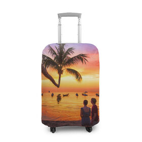 Чехол для чемодана 3D с принтом Таиланд в Новосибирске, 86% полиэфир, 14% спандекс | двустороннее нанесение принта, прорези для ручек и колес | beach | clouds | love | palm tree | people | sea | sky | sunset | thailand | tourism | закат | любовь | люди | море | небо | облака | пальма | пляж | таиланд | туризм