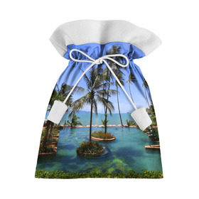 Подарочный 3D мешок с принтом Таиланд в Новосибирске, 100% полиэстер | Размер: 29*39 см | clouds | hiking | sea | sky | swimming pool | thailand | trees | бассейн | море | небо | облака | пальмы | таиланд | туризм