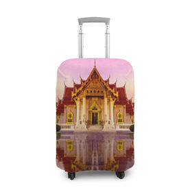 Чехол для чемодана 3D с принтом Таиланд в Новосибирске, 86% полиэфир, 14% спандекс | двустороннее нанесение принта, прорези для ручек и колес | landmark | reflection | temple | thailand | tourism | water | вода | достопримечательность | отражение | таиланд | туризм | храм