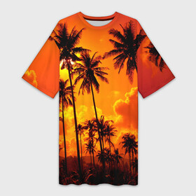 Платье-футболка 3D с принтом Таиланд в Новосибирске,  |  | clouds | nature | palms | sky | sunset | thailand | tourism | закат | небо | облака | пальмы | природа | таиланд | туризм