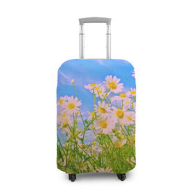 Чехол для чемодана 3D с принтом Ромашка в Новосибирске, 86% полиэфир, 14% спандекс | двустороннее нанесение принта, прорези для ручек и колес | flower | лето | полевой цветок | цветочки | цветы