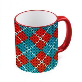 Кружка 3D с принтом Knitting pattern в Новосибирске, керамика | ёмкость 330 мл | вязаный | рождество | свитер | текстура