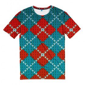 Мужская футболка 3D с принтом Knitting pattern в Новосибирске, 100% полиэфир | прямой крой, круглый вырез горловины, длина до линии бедер | вязаный | рождество | свитер | текстура
