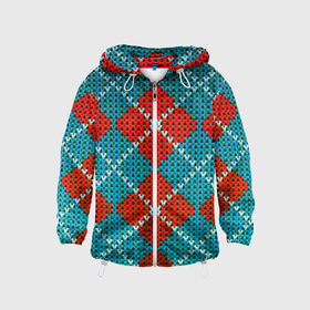 Детская ветровка 3D с принтом Knitting pattern в Новосибирске, 100% полиэстер | подол и капюшон оформлены резинкой с фиксаторами, по бокам два кармана без застежек, один потайной карман на груди | вязаный | рождество | свитер | текстура