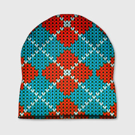 Шапка 3D с принтом Knitting pattern в Новосибирске, 100% полиэстер | универсальный размер, печать по всей поверхности изделия | вязаный | рождество | свитер | текстура