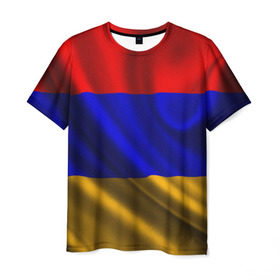 Мужская футболка 3D с принтом Флаг Армения в Новосибирске, 100% полиэфир | прямой крой, круглый вырез горловины, длина до линии бедер | айастан | армения | босеан | вымпел | ереван | знак | знамя | кумач | орифламма | пойс | полотнище | символ | стяг | флаг | флюгарка | хайастан | штандарт