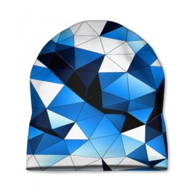 Шапка 3D с принтом Голубой полигон в Новосибирске, 100% полиэстер | универсальный размер, печать по всей поверхности изделия | абстракция | бумага | геометрия | грани | изгиб | линии | полигоны | полосы | постель | розовый | сочетания | текстура | треугольники