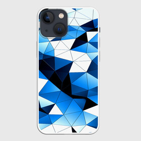 Чехол для iPhone 13 mini с принтом Голубой полигон в Новосибирске,  |  | абстракция | бумага | геометрия | грани | изгиб | линии | полигоны | полосы | постель | розовый | сочетания | текстура | треугольники