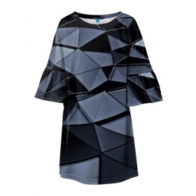 Детское платье 3D с принтом Abstract Gray в Новосибирске, 100% полиэстер | прямой силуэт, чуть расширенный к низу. Круглая горловина, на рукавах — воланы | абстракция | бумага | геометрия | грани | изгиб | линии | полигоны | полосы | постель | розовый | сочетания | текстура | треугольники