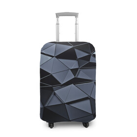 Чехол для чемодана 3D с принтом Abstract Gray в Новосибирске, 86% полиэфир, 14% спандекс | двустороннее нанесение принта, прорези для ручек и колес | абстракция | бумага | геометрия | грани | изгиб | линии | полигоны | полосы | постель | розовый | сочетания | текстура | треугольники