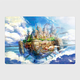 Магнитный плакат 3Х2 с принтом Фэнтези в Новосибирске, Полимерный материал с магнитным слоем | 6 деталей размером 9*9 см | art | clouds | fantasy | flying | flying in the sky | painting | ship | town | в небе | город | искусство | картина | корабль | летит | летучий | облака | фэнтези
