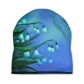 Шапка 3D с принтом Подснежники в Новосибирске, 100% полиэстер | универсальный размер, печать по всей поверхности изделия | Тематика изображения на принте: flower | весна | поле | полевой цветок | цветочки | цветы