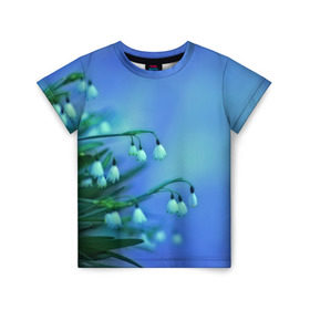 Детская футболка 3D с принтом Подснежники в Новосибирске, 100% гипоаллергенный полиэфир | прямой крой, круглый вырез горловины, длина до линии бедер, чуть спущенное плечо, ткань немного тянется | flower | весна | поле | полевой цветок | цветочки | цветы