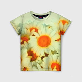 Детская футболка 3D с принтом Подсолнух в Новосибирске, 100% гипоаллергенный полиэфир | прямой крой, круглый вырез горловины, длина до линии бедер, чуть спущенное плечо, ткань немного тянется | flower | лето | полевой цветок | цветочки | цветы