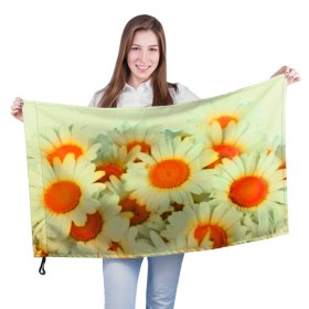 Флаг 3D с принтом Подсолнух в Новосибирске, 100% полиэстер | плотность ткани — 95 г/м2, размер — 67 х 109 см. Принт наносится с одной стороны | flower | лето | полевой цветок | цветочки | цветы
