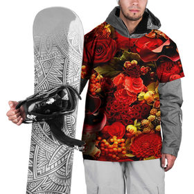 Накидка на куртку 3D с принтом Букет цветов в Новосибирске, 100% полиэстер |  | flower | красные | розы | цветочки | цветы