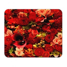 Коврик прямоугольный с принтом Букет цветов в Новосибирске, натуральный каучук | размер 230 х 185 мм; запечатка лицевой стороны | flower | красные | розы | цветочки | цветы