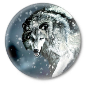 Значок с принтом Волк в Новосибирске,  металл | круглая форма, металлическая застежка в виде булавки | animal | art | night | painting | predator | snow | view | winter | wolf | взгляд | волк | животное | зима | искусство | картина | ночь | снег | хищник