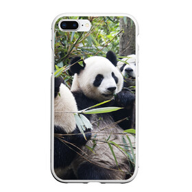 Чехол для iPhone 7Plus/8 Plus матовый с принтом Семейка панд в Новосибирске, Силикон | Область печати: задняя сторона чехла, без боковых панелей | бамбук | животное | зверь | косолапый | лес | медведи | медведь | миша | мишка | мишутка | млекопитающее | панда | природа | трое