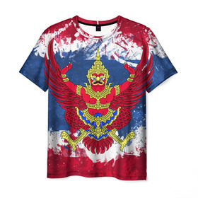 Мужская футболка 3D с принтом Таиланд в Новосибирске, 100% полиэфир | прямой крой, круглый вырез горловины, длина до линии бедер | flag | garuda | thailand | гаруда | таиланд | флаг