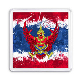 Магнит 55*55 с принтом Таиланд в Новосибирске, Пластик | Размер: 65*65 мм; Размер печати: 55*55 мм | flag | garuda | thailand | гаруда | таиланд | флаг