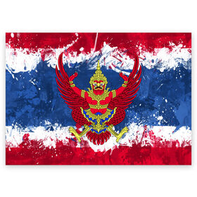 Поздравительная открытка с принтом Таиланд в Новосибирске, 100% бумага | плотность бумаги 280 г/м2, матовая, на обратной стороне линовка и место для марки
 | Тематика изображения на принте: flag | garuda | thailand | гаруда | таиланд | флаг