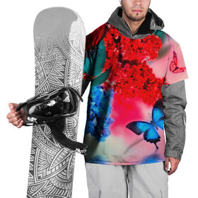 Накидка на куртку 3D с принтом Бабочки в Новосибирске, 100% полиэстер |  | flower | красные | цветочки | цветы