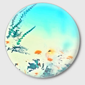 Значок с принтом chamomile в Новосибирске,  металл | круглая форма, металлическая застежка в виде булавки | flower | лето | полевой цветок | цветочки | цветы