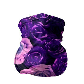 Бандана-труба 3D с принтом Фиолетовые розы в Новосибирске, 100% полиэстер, ткань с особыми свойствами — Activecool | плотность 150‒180 г/м2; хорошо тянется, но сохраняет форму | Тематика изображения на принте: flower | прикцветочки | розы | цветы
