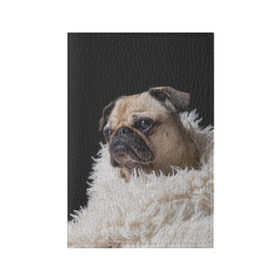 Обложка для паспорта матовая кожа с принтом Мопс в Новосибирске, натуральная матовая кожа | размер 19,3 х 13,7 см; прозрачные пластиковые крепления | бульдог | мопс | мопсик | мопсы | пес | песик | песики | собака | собаки | собачка