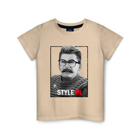 Детская футболка хлопок с принтом Style in в Новосибирске, 100% хлопок | круглый вырез горловины, полуприлегающий силуэт, длина до линии бедер | stalin | сталин