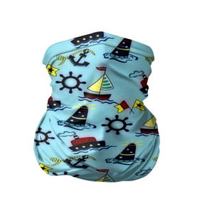 Бандана-труба 3D с принтом Кораблик в Новосибирске, 100% полиэстер, ткань с особыми свойствами — Activecool | плотность 150‒180 г/м2; хорошо тянется, но сохраняет форму | navy blue | абстракции | белый | брызги | волны | дельфин | кораблик | красный | маяк | минимализм | морская тема | спасательный круг | темно синий | якорь