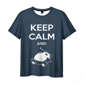 Мужская футболка 3D с принтом Keep calm and zzz в Новосибирске, 100% полиэфир | прямой крой, круглый вырез горловины, длина до линии бедер | cat | cute | keep calm | sleep | zzz | будь спокоен | кот | котик | кошак | милый | с надписью | спящий