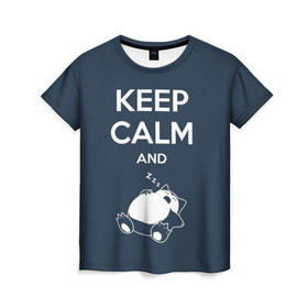 Женская футболка 3D с принтом Keep calm and zzz в Новосибирске, 100% полиэфир ( синтетическое хлопкоподобное полотно) | прямой крой, круглый вырез горловины, длина до линии бедер | cat | cute | keep calm | sleep | zzz | будь спокоен | кот | котик | кошак | милый | с надписью | спящий