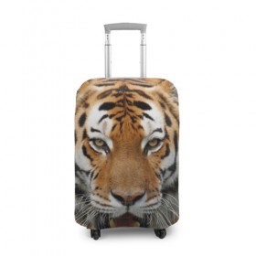 Чехол для чемодана 3D с принтом Тигр в Новосибирске, 86% полиэфир, 14% спандекс | двустороннее нанесение принта, прорези для ручек и колес | дикая кошка | клыки | кошка | пасть | сафари | тигр | хищник