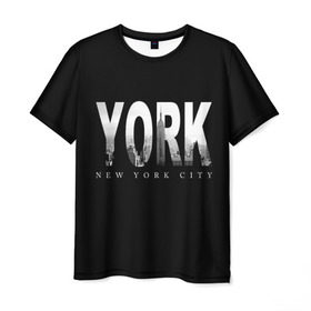 Мужская футболка 3D с принтом Нью-Йорк в Новосибирске, 100% полиэфир | прямой крой, круглый вырез горловины, длина до линии бедер | america | capital | city | lights | new york | night | skyscrapers | tourism | usa | америка | город | ночь | нью йорк | огни | столица | сша | туризм