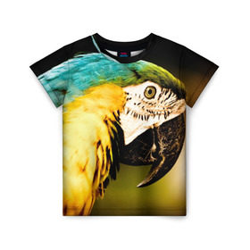 Детская футболка 3D с принтом Попугай в Новосибирске, 100% гипоаллергенный полиэфир | прямой крой, круглый вырез горловины, длина до линии бедер, чуть спущенное плечо, ткань немного тянется | двое | классный | клюв | красивый | крылья | попугай | попугайчик | птица | птичка | радужный