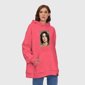 Худи SuperOversize хлопок с принтом Ville Valo. Sweety в Новосибирске, 70% хлопок, 30% полиэстер, мягкий начес внутри | карман-кенгуру, эластичная резинка на манжетах и по нижней кромке, двухслойный капюшон
 | heartagram | him | love metal | ville valo | вилле вало