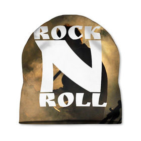 Шапка 3D с принтом Rock n roll в Новосибирске, 100% полиэстер | универсальный размер, печать по всей поверхности изделия | rock n roll | английский | бит | весло | гитара | группа | драйв | дым | зал | концерт | крик | музыка | надпись | панк | панки | рок | рок н рол | скелет | слова | стах | танцы | туман | тусовка | фраза | хой | череп