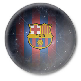Значок с принтом Я фанат fc Barcelona! в Новосибирске,  металл | круглая форма, металлическая застежка в виде булавки | barcelona | fc | барса | барселона | футбол