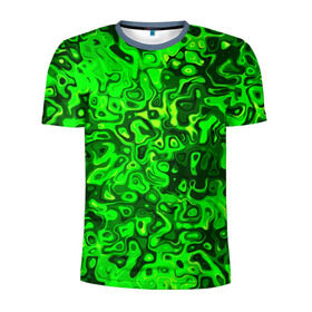 Мужская футболка 3D спортивная с принтом Зелёные разводы в Новосибирске, 100% полиэстер с улучшенными характеристиками | приталенный силуэт, круглая горловина, широкие плечи, сужается к линии бедра | 