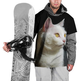 Накидка на куртку 3D с принтом Белая и пушистая в Новосибирске, 100% полиэстер |  | Тематика изображения на принте: белый | взгляд | глаза | киска | кот | котёнок | кошка | пушистый